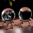 2 Crystal Balls with Silver Stands - 3D Laser Engraved Sea Turtle & Clear Crystal Sphere Set, Decorative Paperweights, Home & Party Decor, Photography Props, Gifts for Women & Nature Lovers