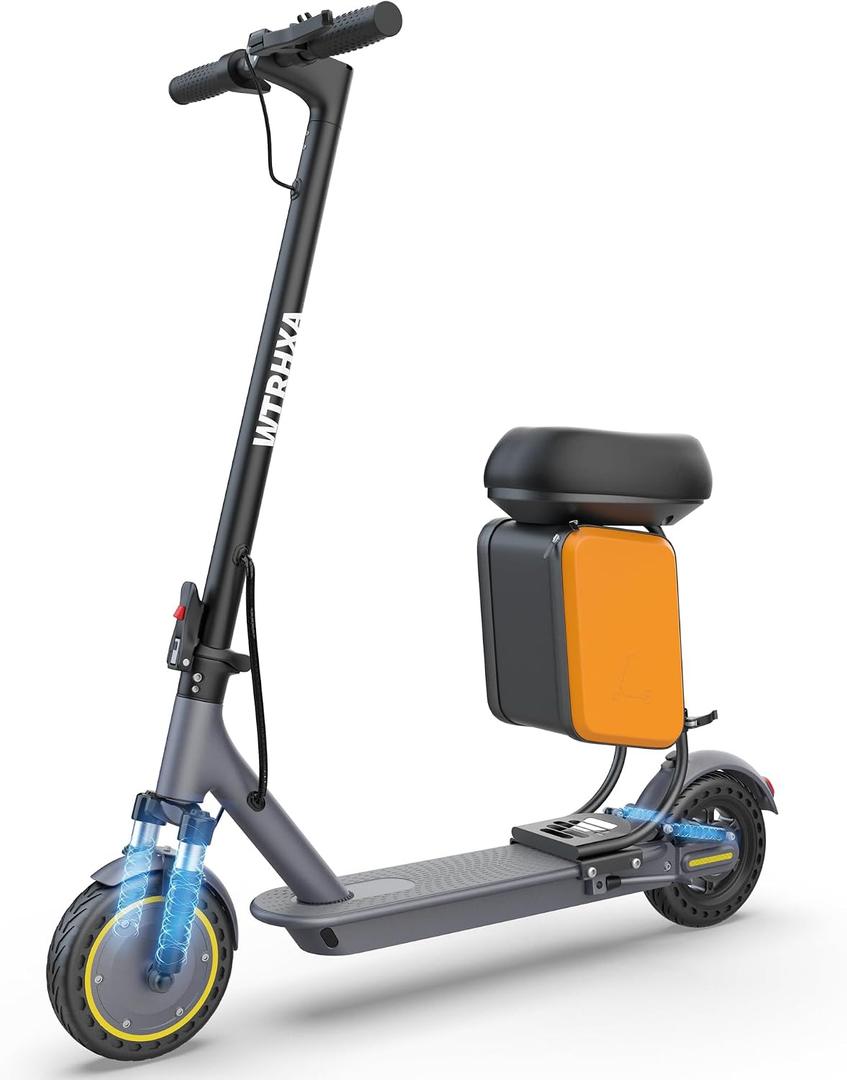 Electric Scooter, Electric Scooter Adults with Dual Suspensions, 350W Motor, 19 Mph Speed, 15-22 Miles Ranges, 8.5" Solid Tire, Electric Scooter for Adults, Folding E-Scooter with Seat