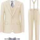 Linen Suit for Boys Slim Fit Beige Tuxedo Formal Teenager Back to School Suit 3 Piece Set Teen Boy Dress Clothes Size 8