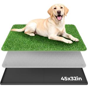BurgeonNest Dog Grass Pad with Tray 45"x32", Includes Reusable Artificial Turf for Dog Litter Box, Ultra-Absorbent Washable Pee Pad & EVA Material Tray for Balcony, Apartment & Indoor/Outdoor Use