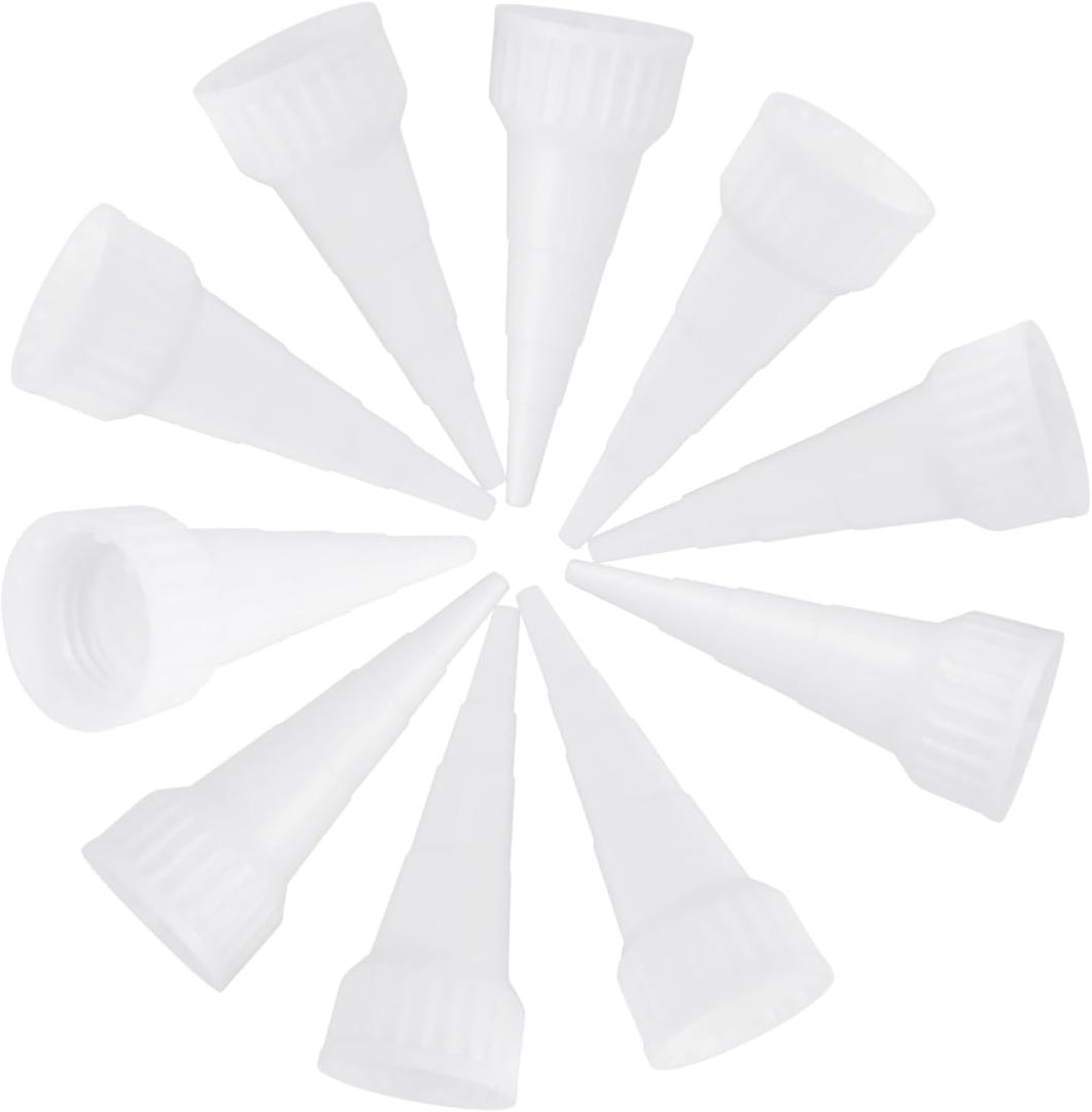 Kisangel Replacement Nozzles for Glue Applicator 10 Pack Nozzle Tips for 100ml Caulk Art Craft Helper (Medium, White)