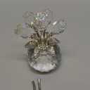 Crystal Clear Rose Bouquet Figurine with Round Vase, Glass Rose Flower Romantic Gifts for Women Mom on Birthday, Collectible Decoration Table Centerpiece for Home