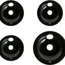 GE Stove Drip Pans | Electric Stove Burner Drip Pans | 4 Piece Set, 3-6" and 1-8" Drip Pan Kit | P119204XZ Style B Porcelain Range Replacement Stove Burner Bowls