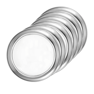 JOIKIT 6 Pack 12 Inch Silver Stainless Steel Plate, Round Metal Dinner Plates, Kitchenware Dinner Dishes Serving Tray Large Camping Plates for BBQ, Snack, Food Serving, Dishwasher Safe
