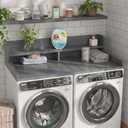 2-Tier Washer Dryer Countertop with 2.75"H Edge Rails, 54" W x 27.55" D Laundry Countertop for Folding Clothes, Washer and Dryer Topper with Non-Slip Pad (Gray), Standard-2 Tier