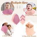 Preboun 6 Pcs Muslin Hooded Baby Towels and Washcloths 32"x 32" Cotton Newborn Bath Towel Anti-Shrink Infant Baby Blankets with Hood 12"x 12" Washcloths for Girl Boy Toddler(Pink,Dark Purple)