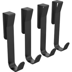 Shower Towel Hook, 4 Pack Shower Door Hooks for Bathrooms Over Frameless Glass Shower Door 0.47" (12 mm) Stainless Steel, Matte Black