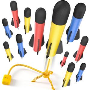 TEMI Rocket Launcher for Kids, 12 Foam Rockets and Launcher Pad, Launch up to 100+ft, Kids Outdoor Toys, Birthday Gift Toys for Kids Boys Girls Age 3 4 5 6 + Years Old