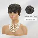 MOONSHOW Short Grey Wigs for Black Women Grey Pixie Cut Wig Synthetic Short Side Part Pixie HairCut Wigs with Bangs for Old Women Gray Straight Pixie Wig