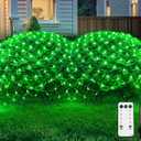 JMEXSUSS Green Christmas Net Lights 360 LED 12ft x 5ft Bush Lights Outdoor Plug in 8 Modes with Remote Connectable for Christmas Patrick Day Decorations, Clear Wire