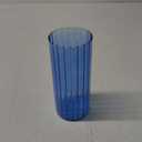 ComSaf Glass Cylinder Vases, Bud Vase for Centerpieces, 8 Inch Tall Ribbed Vase Hurricane Floating Candle Holder, Decorative Flower Vases for Wedding Reception, Home Decor, Housewarming Gift (Blue)