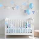 G2PLUS 39Ft Triangle Bunting Banner, 42pcs Cotton Pennant Banner, Grey Blue Reusable Floral Triangle Flags Party Decoration for Birthday, Wedding, Baby Shower, Room Decor