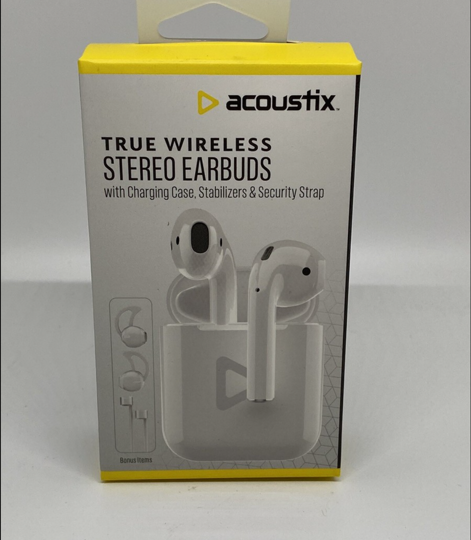 Acoustix True Wireless Stero Earbuds With Charge Case Stablizers