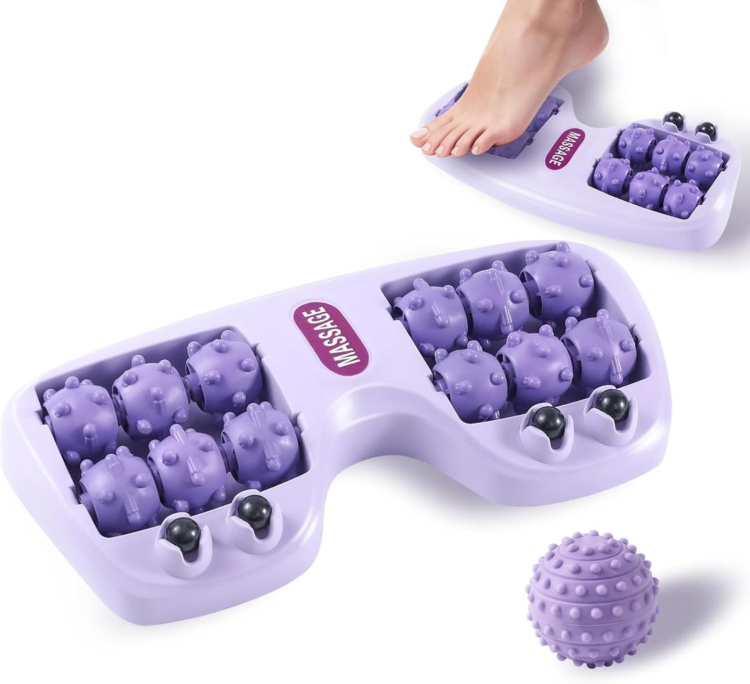 Foot Massager for Plantar Fasciitis Relief, Foot Roller with Massage Ball, Deep Tissue Pain Relief Tool for Arch & Heel, Portable Reflexology Roller, Purple
