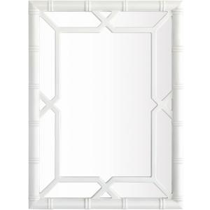 Bamboo-Look Solid Wood Window Pane Mirror 23" X 31" - White