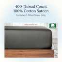California Design Den Cotton Twin Fitted Sheet, Soft 400 Thread Count 100% Cotton, No Pop-Off Elastic, Deep Pocket Cooling Sheets, Durable Sateen Weave Bottom Sheet for Adults (Twin, Grey)