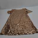 Women's Crewneck Sequin Shift Dress Short Sleeve Casual Holiday Sparkly Party Dress,L