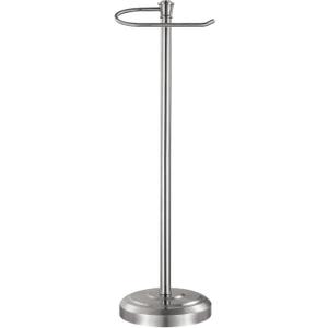 Brushed Nickel Toilet Paper Holder Free Standing, 25" H 304 Stainless Steel Toilet Paper Stand for BathroomWeighted Base Floor Tissue Roll Holder,Toilet Roll Stand