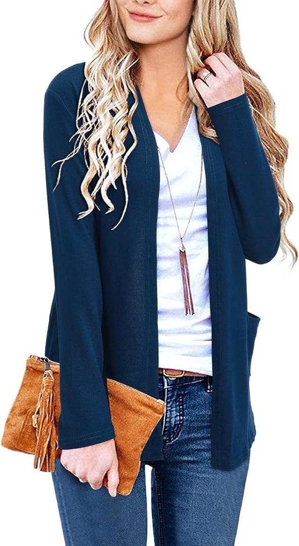 ULTRANICE Cardigan Sweaters Womens Fashion 2025 Spring Lightweight Long Sleeve Casual Tops Clothes Outfits with Pockets (Blue, S)