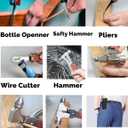 Window Breaker Multitool with 16-in-1 Survival Gear for Camping Hiking and DIY jobs with Hammer,Plier,Pocket Knife,Bottle Opener,wrench,Screwdriver