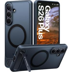 TORRAS Strong Magnetic & Seamless Stand for Samsung Galaxy S26 Plus Case, Fit for MagSafe, Mil-Grade Drop Protection, Adjustable Kickstand for Samsung Galaxy S26+ Case, Translucent Back/Black Edge