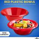 Red Plastic Bowls 12 Oz, Disposable Party Bowls - Red Soup Bowls (125 Pack)