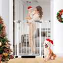 Rgqphantom 41" Tall Safety Pet Gate,Adjustable 29.92"-43.71" Wide,No Drilling Pressure Mount Kit,Auto Close Cat Gate Suitable for Stairs,Doorways,White (29.92"-43.71" W)