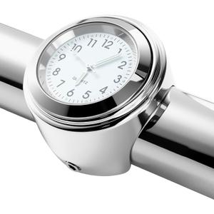 Bike Clock - Waterproof Handlebar Mount Clock for Cruiser, Vintage Bikes, and Motorcycles, Fits 7/8" to 1" Handlebars