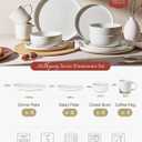 Famiware Milkyway Stoneware Dinnerware Sets with Mugs, Service for 4 (16pcs), Plates and Bowls Sets, Scratch Resistant, Microwave and Dishwasher Safe Dishes Set, White