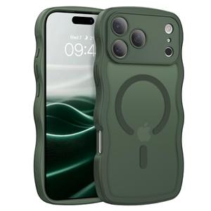 BENTOBEN Magnetic for iPhone 17 Pro Max Case, Cute Wavy [Full Camera Protection][Compatible with MagSafe] Matte Anti-Slip Bumper Women Girls Boys Protective Cover for 17 ProMax 6.9", Deep Green