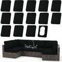 hyha Waterproof Outdoor Cushion Covers for Patio Furniture, Stretch Patio Chair Cushion Slipcovers, Coated UV Resistant Replacement Seat Covers, Solid Color (Black, 14PC)