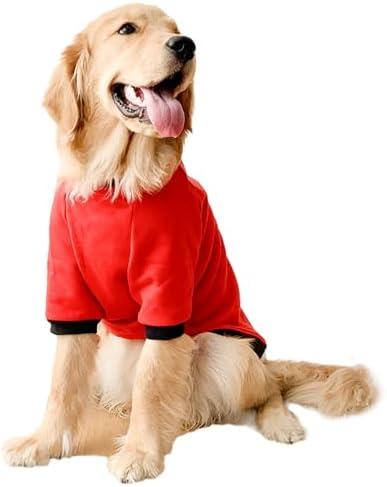 ANIAC Fall Sweater for Medium Dog Girl Boy, Red Big Shirt With Sleeves, Basic Hoodies, Warm Pet Clothes for Large Breeds 44-55 LB (5XL, Red) : Pet Supplies