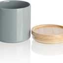 Sweejar Kitchen Canisters Ceramic Food Storage Jar, Stackable Containers with Airtight Seal Wooden Lid for Serving Ground Coffee, Tea, Sugar, Salt and More - 16 Fl Oz (Gray)