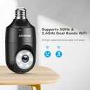 2K Light Bulb Security Camera - 5G&2.4GHz Dual Bands 360 Motion Detection Cameras for Home Security, Full-Color Night Vision, Auto Tracking, Siren Alarm, 24/7 Recording
