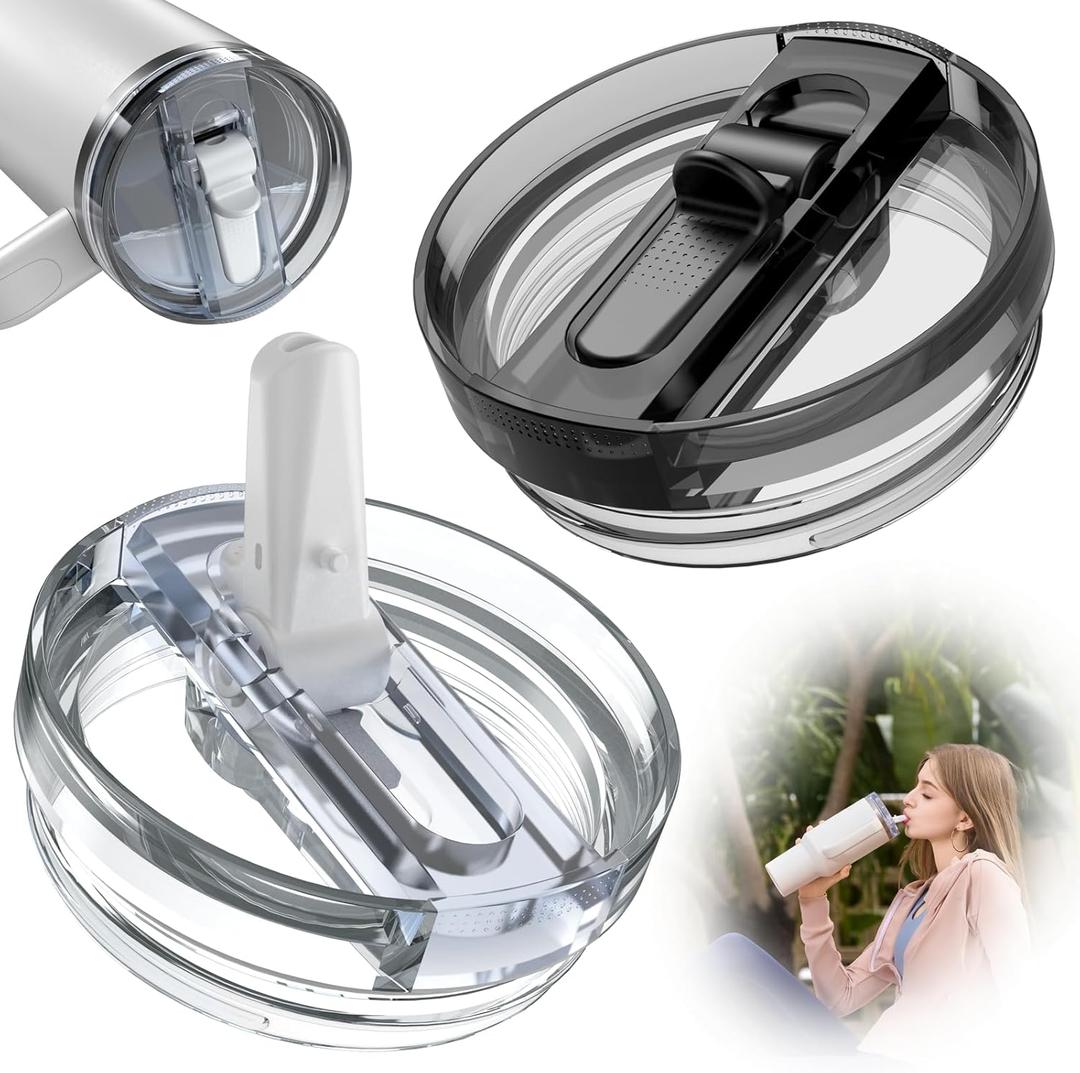 Leak Proof Lid for Stanley, 2 Pack 40oz Detachable ProTour Lid with Stanley Quencher, No Spill 40 oz Tumbler Lids BFA-FREE Cup Accessories