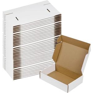 50 Pack 7x5x2 Small Shipping Boxes, White Corrugated Cardboard Packaging Box for Small Business