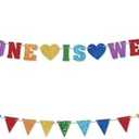 Glitter Everyone is Welcome Banner, First Day of School Classroom Pennant Banner Long Colorful Flag Welcome Back to School Hanging Ornaments Classroom Decoration Supplies, Set of 2