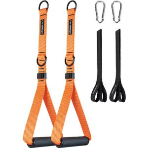 CoreSlings Cable Machine Handles with Finger Straps for gripping Forearm Strength Training, Workout Handles Cable attachments for Gym, Resistance Bands Handles. (Orange)