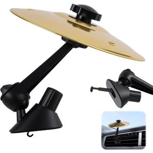 Car Cymbal Air Vent  Mini Drum Crash Cymbal for Car Dashboard, Easy Clip-On Music Accessory, Compact & Durable for All Vehicles (Gold)