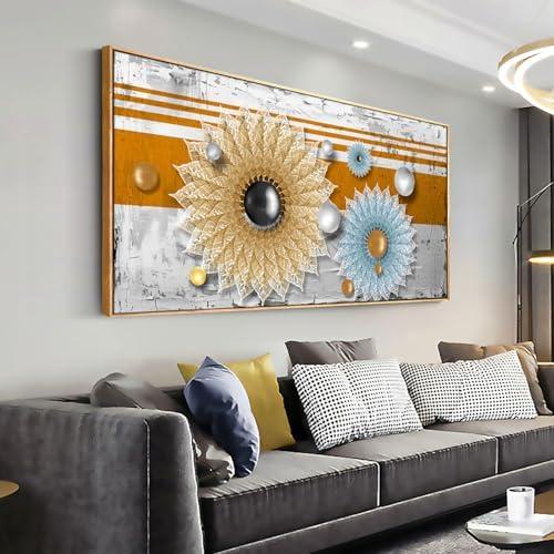 Solid wood frame abstract Wall Art Framed Ready to Hang Wall Art Modern artwork Fantasy Paintings 3D chrysanthemumabstract lines Wall Art Prints Canvas Painting 29"x58"Large Size for Liv ing Room Bedroom Office Decoration