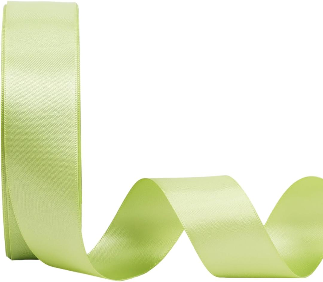 2 x LaRibbons 1 Inch 25 Yard Double Faced Satin Ribbon, Lime Green Satin Craft Fabric Ribbon for Gift Wrapping Floral Bouquets Wedding Party Decoration
