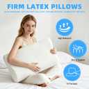 Natural Thai Latex Pillow with Removable Cotton Pillowcase for Sleeping, Square