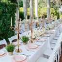 Vincidern 28'' Tall Gold 5 Arm Candelabra Centerpieces for Table, 4pcs Taper Candle Holder for Wedding Decoration, Party, Event, Christmas Candelabra