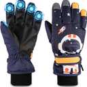 Kids Ski Snow Gloves Waterproof Winter Cold Weather Windproof Warm Snowboard Sport Mittens for Boys Girls (Blue, M)