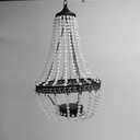 Hanging Solar Chandelier Outdoor, 30 Warm White Lights Acrylic Clear Beaded Chandelier with S Hooks Modern Lantern for Garden Yard Patio Gazebo Decorations, 28H