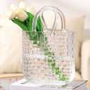 Glass Purse Vase, Purse Vase for Flowers, Unique Purse Flower Vase, Large Glass Bag Vases, 10 Inch Handbag Shaped Vases for Home, Living Room, Bedroom, Table, Office Decor (Clear)