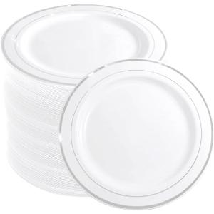 WELLIFE Silver Plastic Dinner Plates 72 Pieces, 10.25" Silver Disposable Plates, Premium Hard Plastic Lunch Plates, Ideal for Wedding and Party