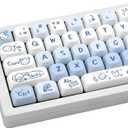 130 Keys Cute Puppy Key Caps, Blue and White PBT Keycaps Kawaii MOA Profile Key Caps, Five-Sided Dye-Sub Custom Keycaps for Mechanical Keyboard