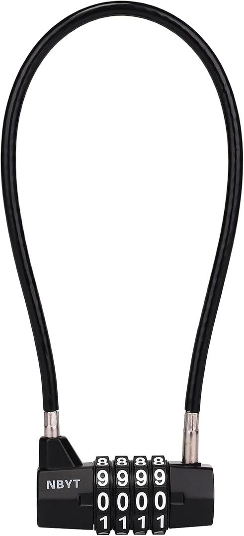 4-Digit Cable Locks with Combination - Heavy Duty Outdoor Gate Lock for Fence, Cabinet,Refrigerator Dumpster,lockers,Gym,Toolbox,case, hasp Storage,Sheds (Cable 11"-Span 5 (3/16" Diameter))