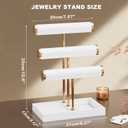 Abiglifty 3 Tier Necklace Holder Display, Jewelry Organizer, Jewelry Stand, Bracelet Display, Necklace Organizer, Bracelet holder, Jewelry Display for Necklace, Watches, Rings, white